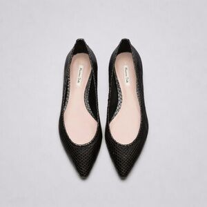 Massimo Dutti Black Snakeskin Leather Pointed Toe Ballet Flats EU 38 / US 7.5
